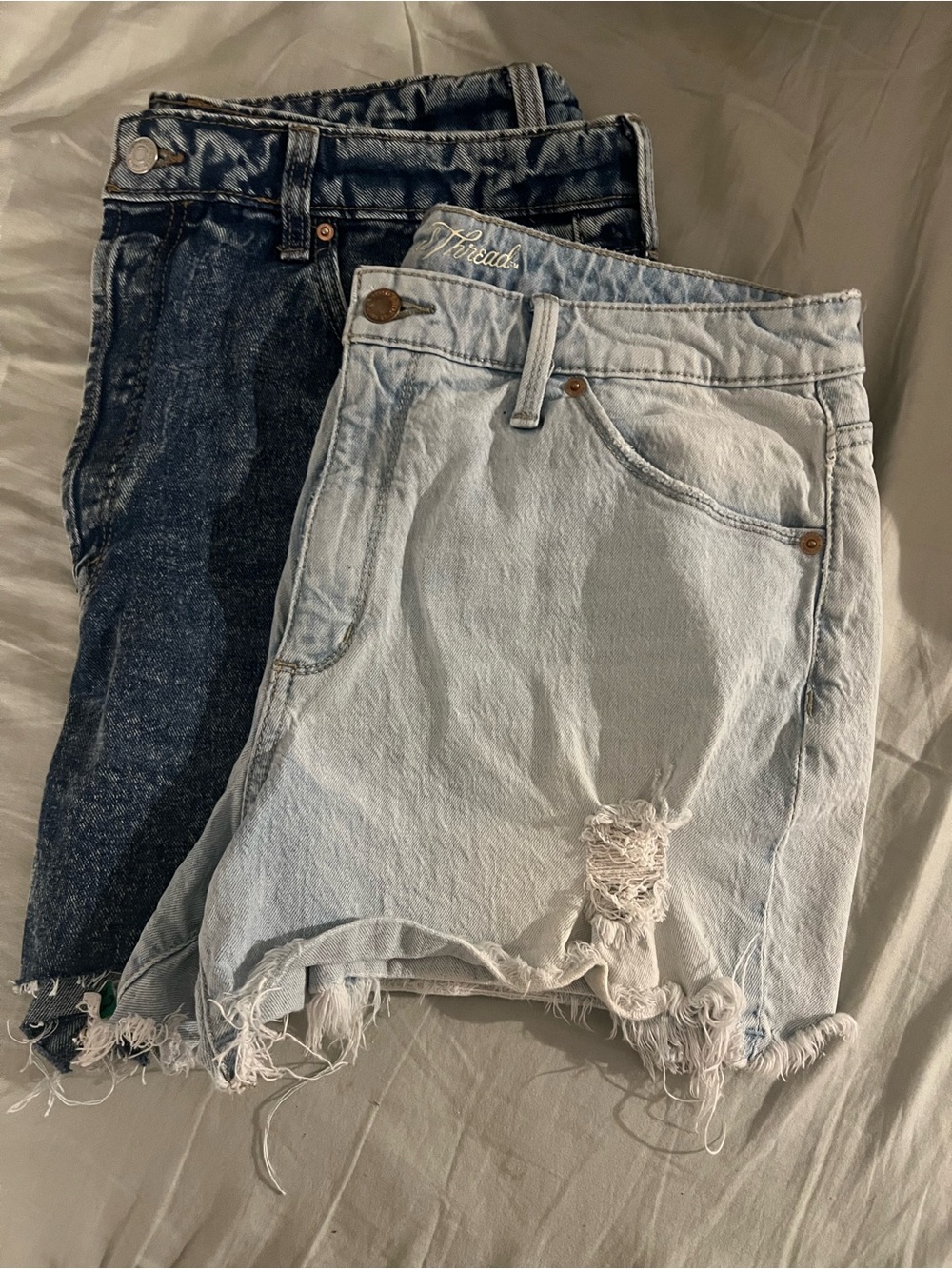 Two pair of Jean Shorts — Light Wash & Dark Wash size 14
